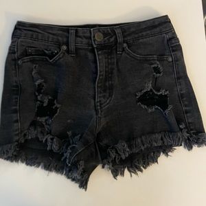 Ripped jean shorts